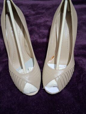 Covington Taupe Peep Toe Heels 6.5